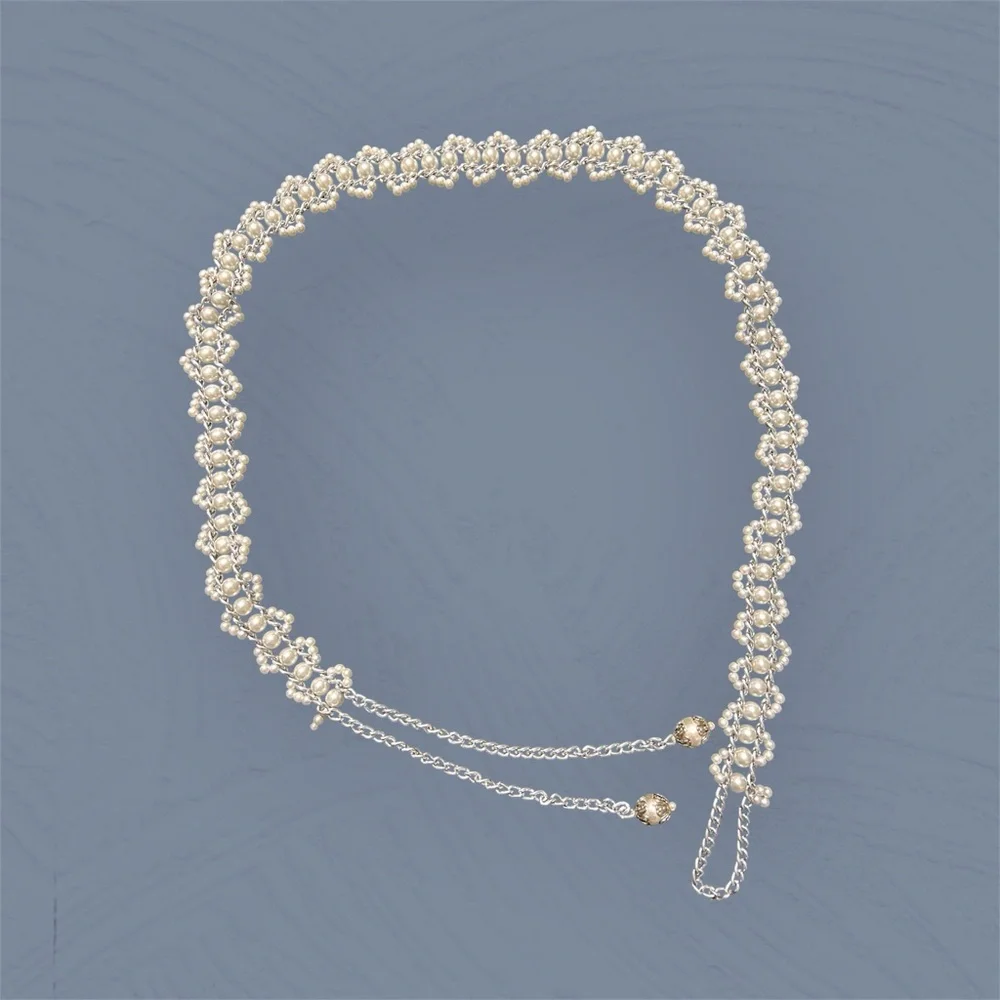 Elegant Pearl and Silver Belt